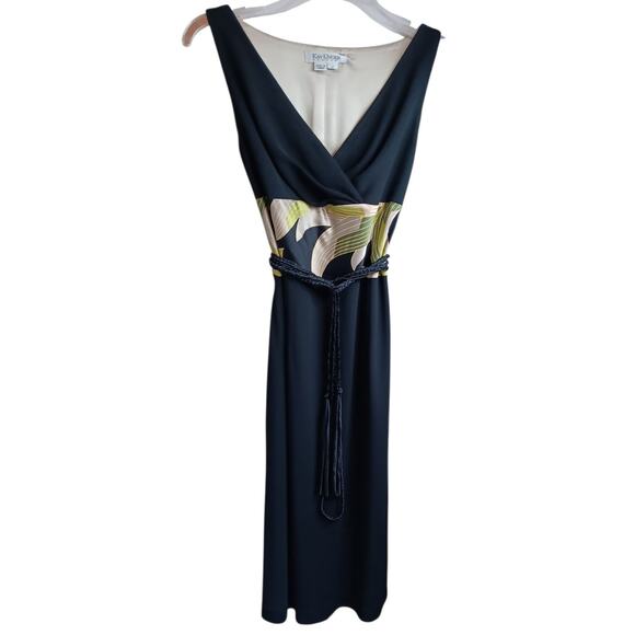 KAY UNGER New York Silk Blend Dress Size 2 Dressy Career Event Woven Belt V-Neck - Picture 12 of 12